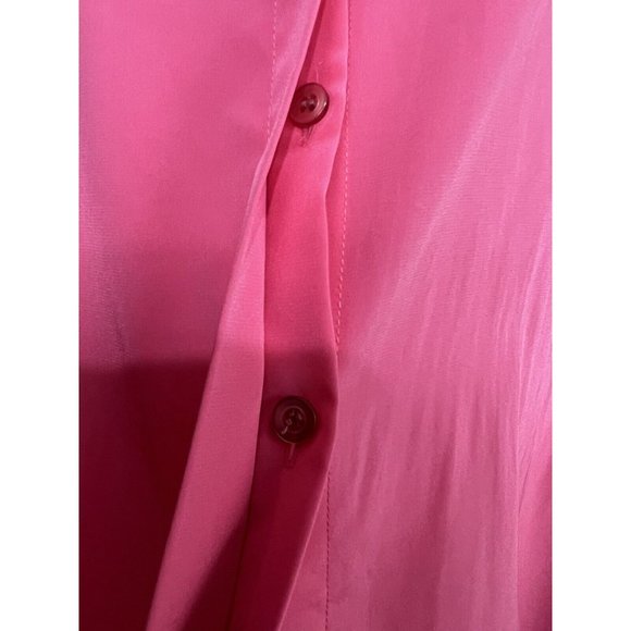 Vtg 80s Hot Pink Pussybow Blouse Sz 8 Long Sleeve Button Up Romantic Secretary - Picture 5 of 10